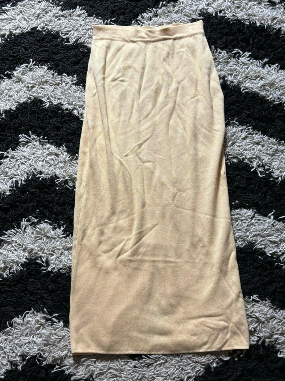 Cottagecore Light Yellow Knit Maxi Skirt Women’s Medium